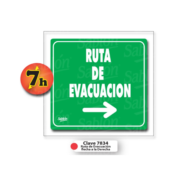 SENAL RUTA DE EVACUACION A LA DERECHA 7834